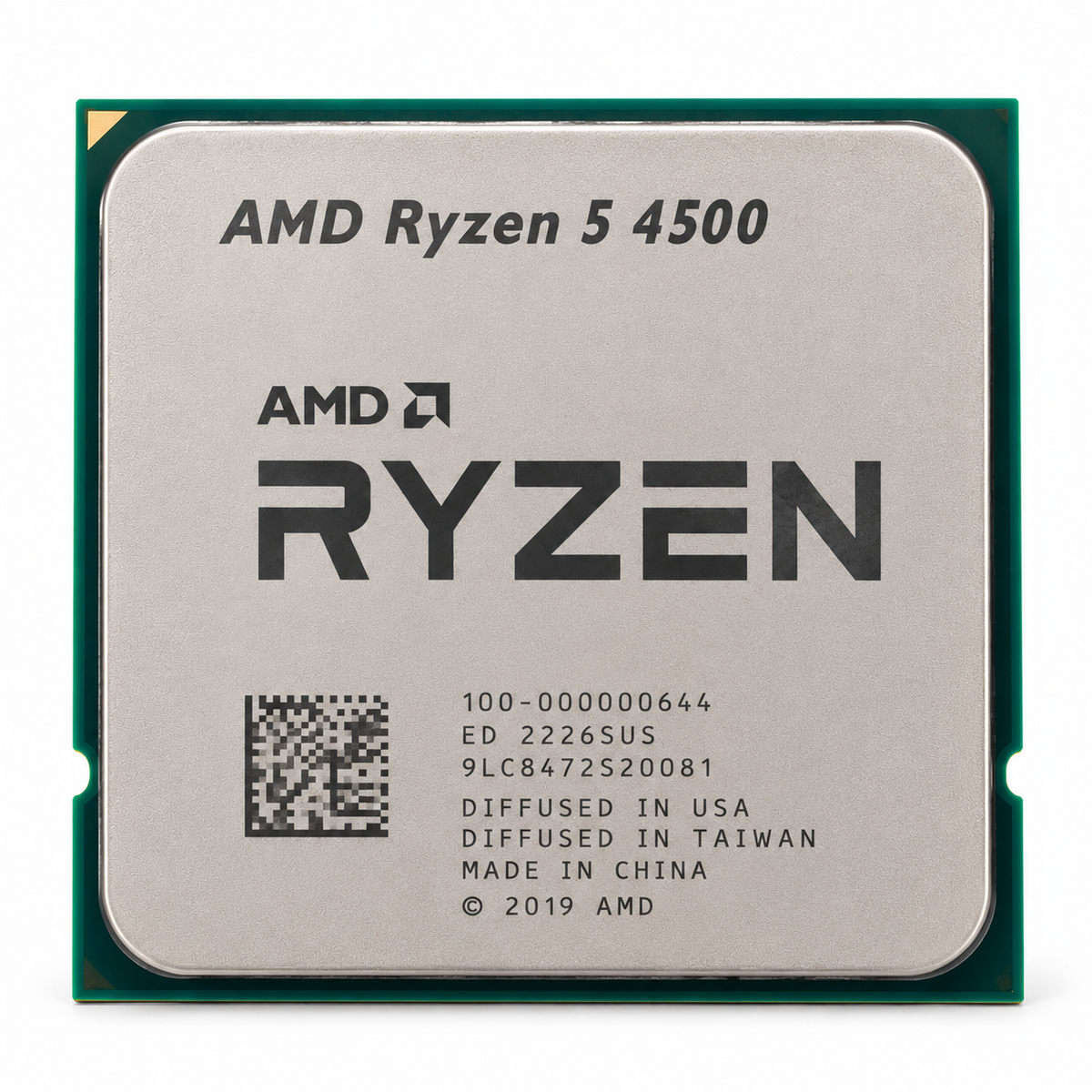 AI-generated illustration of AMD Ryzen 5 4500 CPU, not actual inventory photograph; markings fictional.