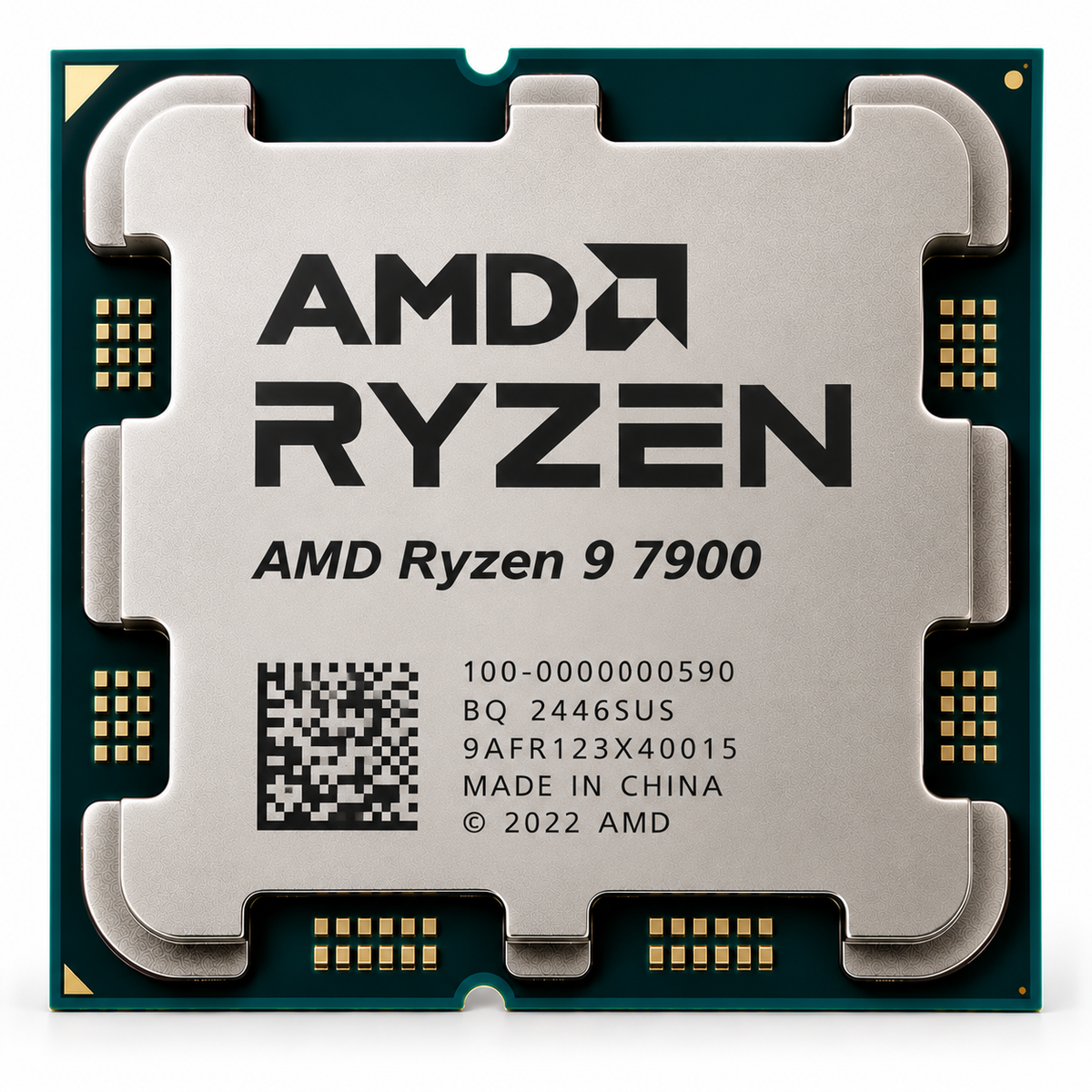 AI-generated illustration of AMD Ryzen 9 7900 non-X processor, not actual SakoonSay inventory photograph; markings fictional.