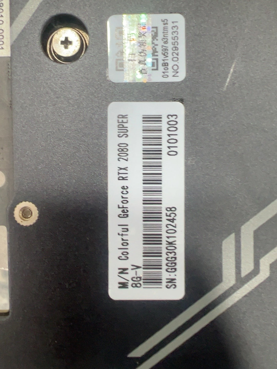 Colorful RTX 2080 SUPER 8GB-V actual card label view