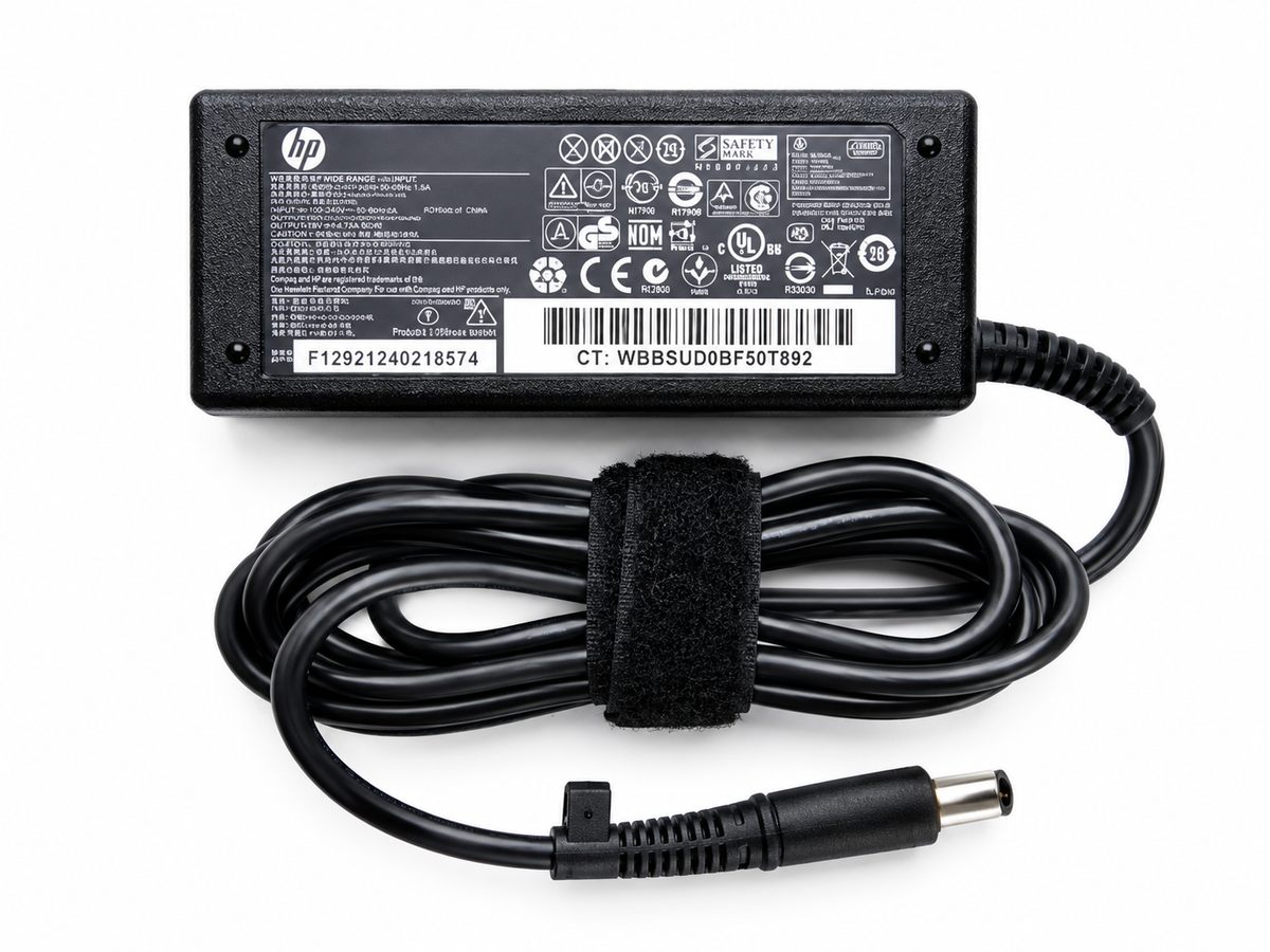 Representative HP 90W 19V 4.74A laptop charger with 7.4 x 5.0mm centre-pin connector