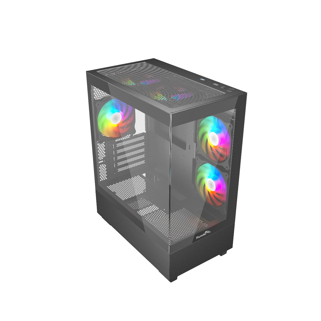 Thunder Black Fox TGC-747 Infinity Micro-ATX ARGB Gaming Case – 3 ARGB Fans Included