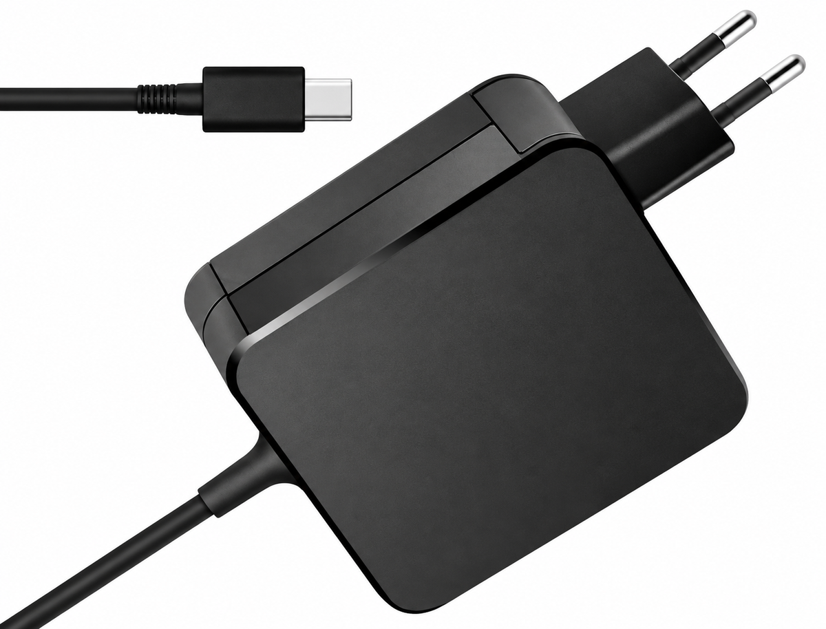 Representative black 45W USB Type-C laptop charger, used branded