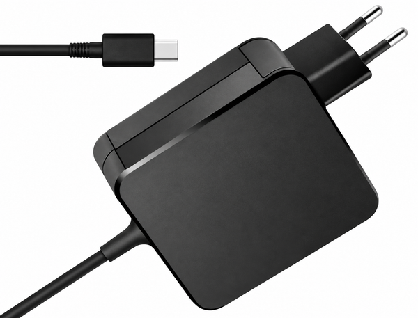 Representative black 45W USB Type-C laptop charger, used branded