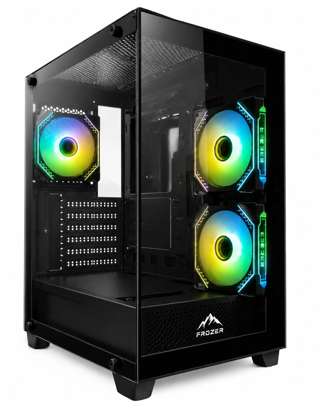 FROZER AURA M-ATX Black Gaming Case – 3× ARGB Infinity Fans