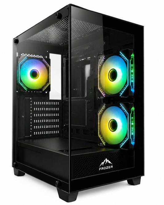 FROZER AURA M-ATX Black Gaming Case – 3× ARGB Infinity Fans