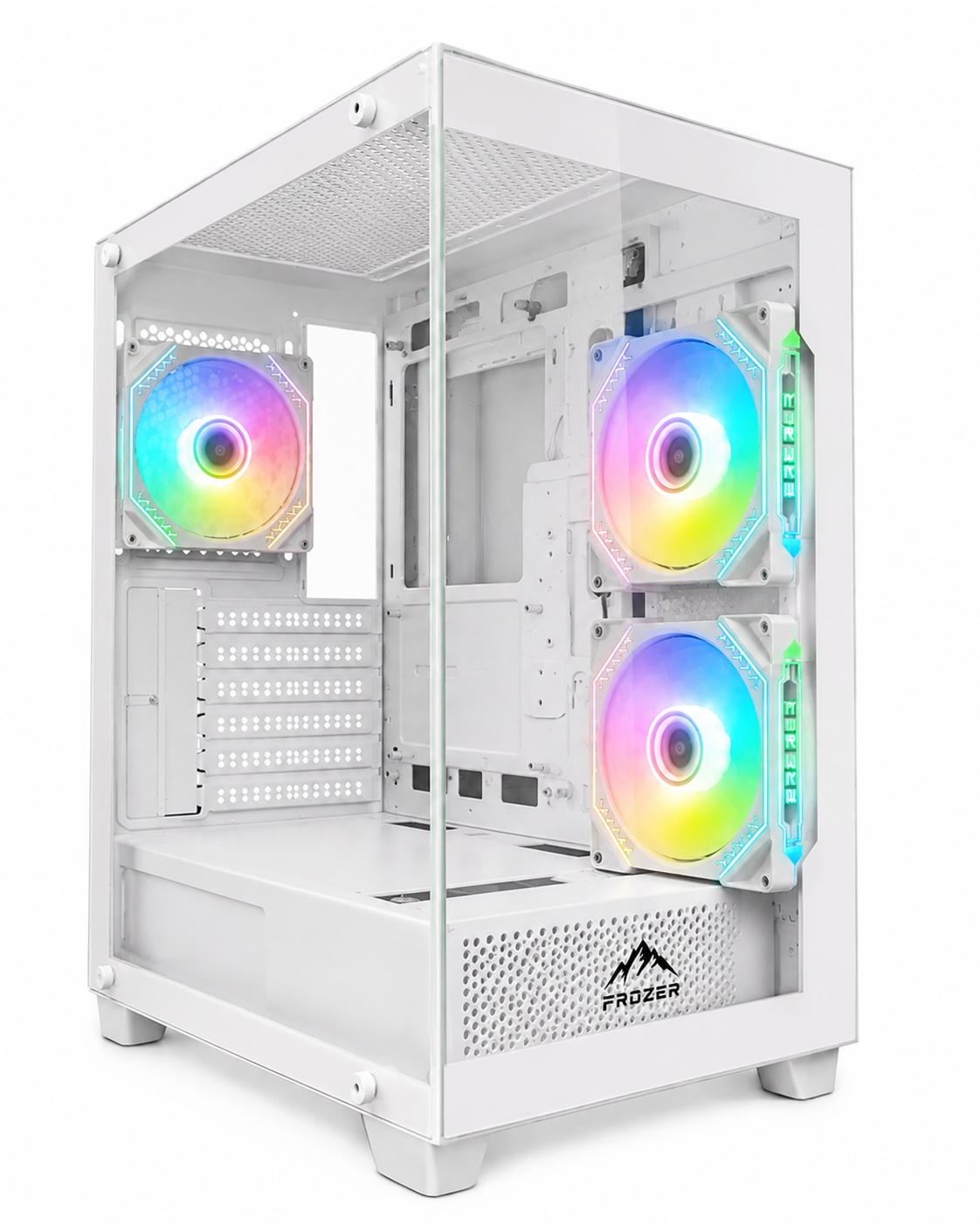 FROZER AURA M-ATX White Gaming Case – 3× ARGB Infinity Fans