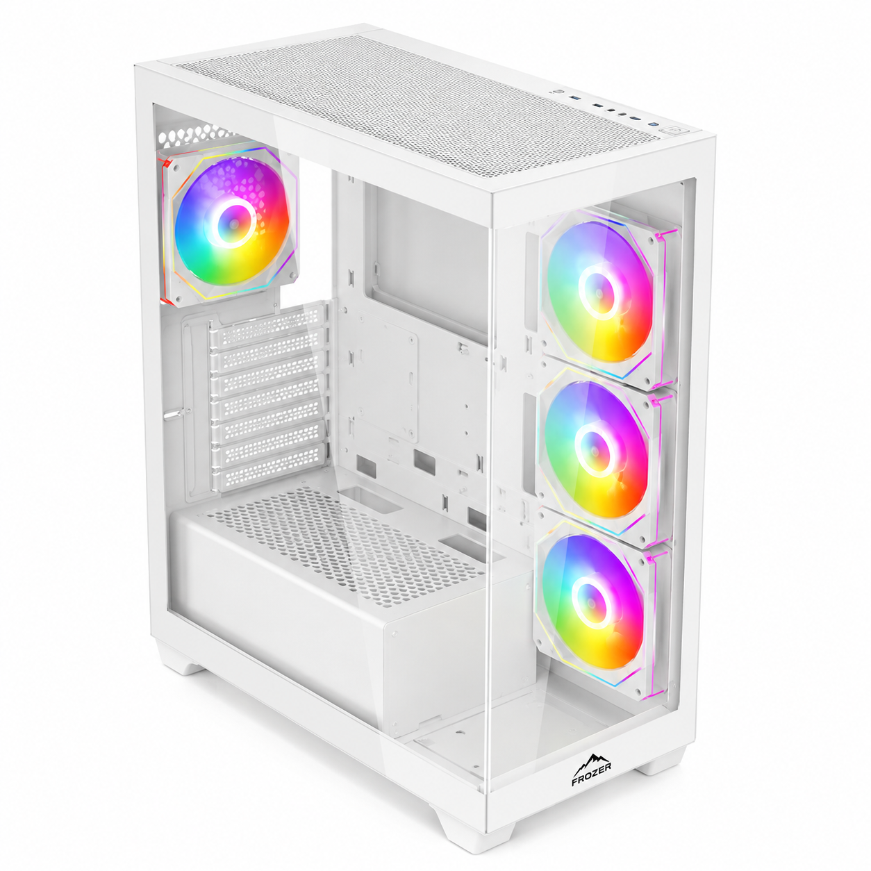 FROZER Aura ATX White Gaming PC Case – ARGB Gaming Chassis