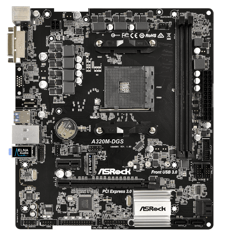 ASRock A320M-DGS AM4 AMD A320 DDR4 Micro ATX Motherboard
