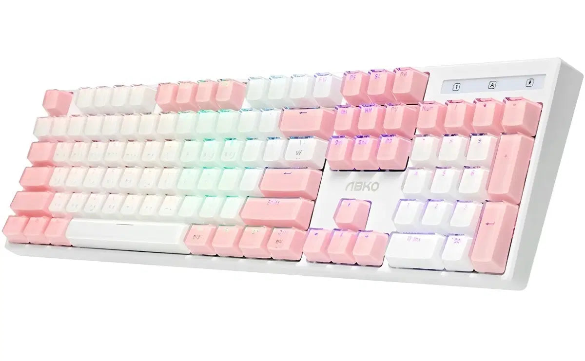 ABKO AN08 pastel pink and white full-size gaming keyboard