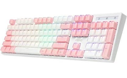 ABKO AN08 pastel pink and white full-size gaming keyboard