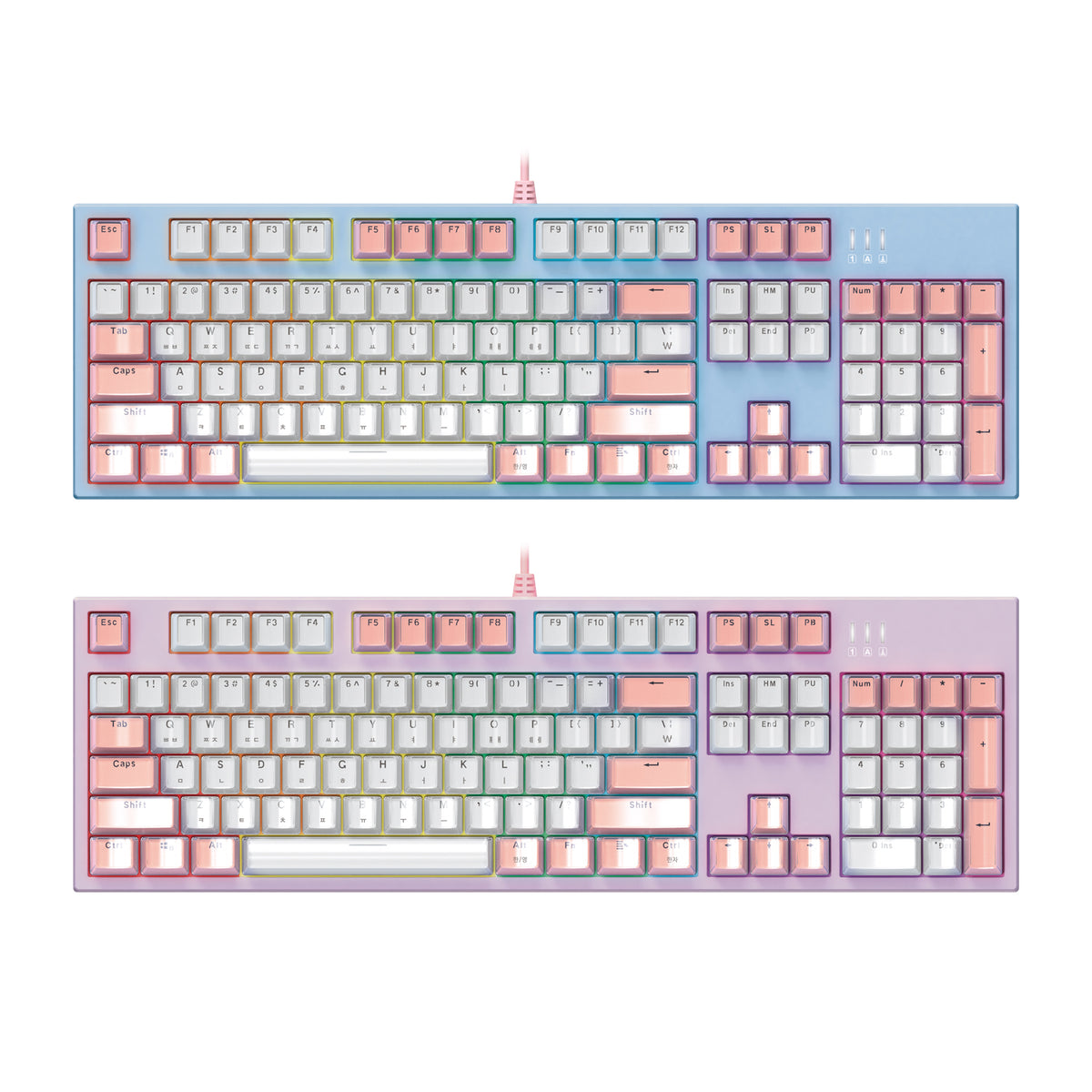 ABKO AN08 Icecube optical gaming keyboard pink and white