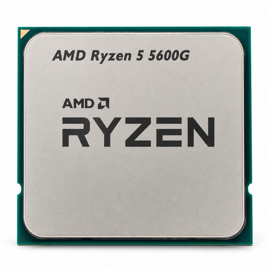 AI-generated illustration of AMD Ryzen 5 5600G CPU; not actual inventory photograph.