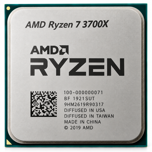 AI-generated illustration of AMD Ryzen 7 3700X processor; not an actual SakoonSay inventory photograph. Serial and manufacturing markings fictional.