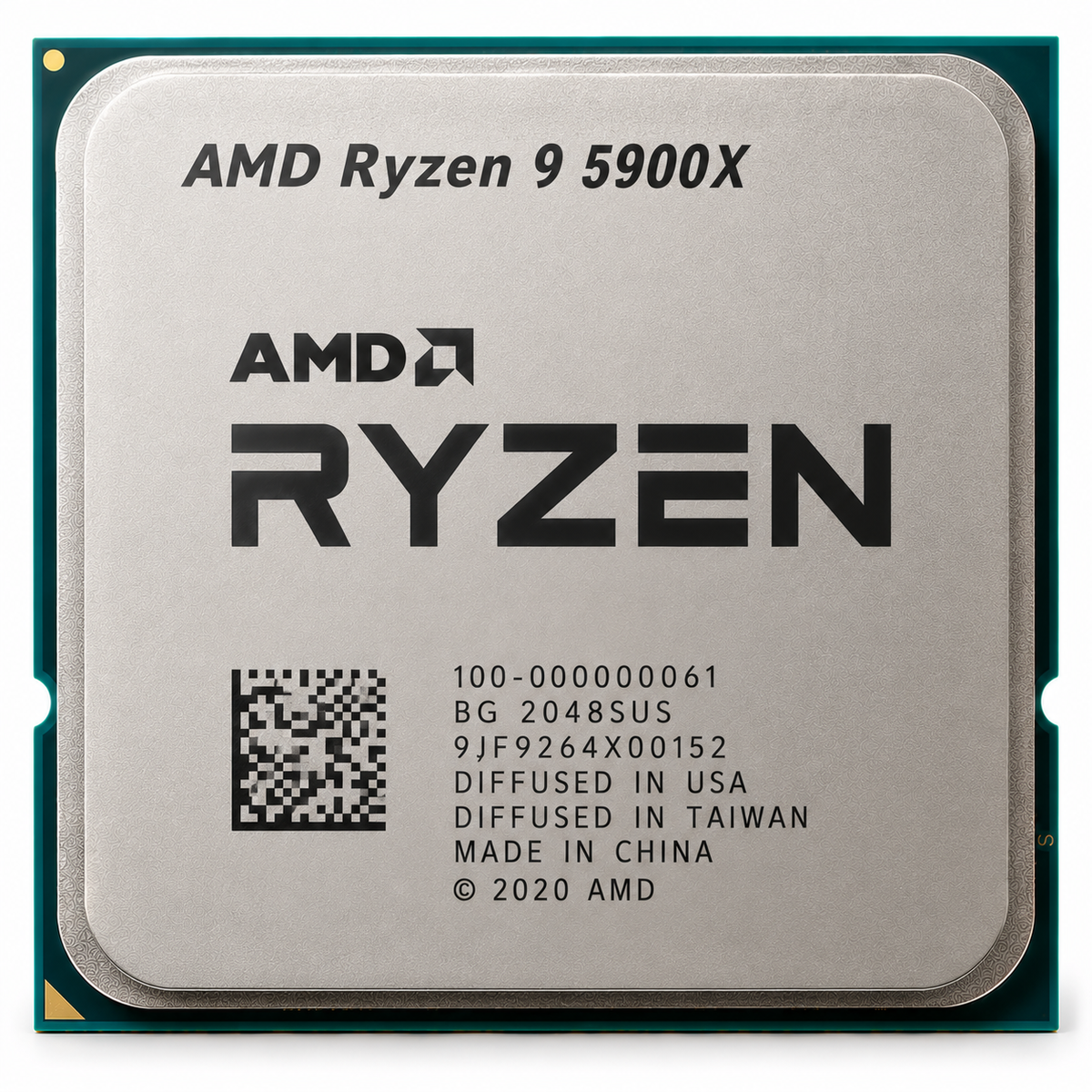AI-generated illustration of AMD Ryzen 9 5900X processor, not actual SakoonSay inventory photograph; markings fictional.