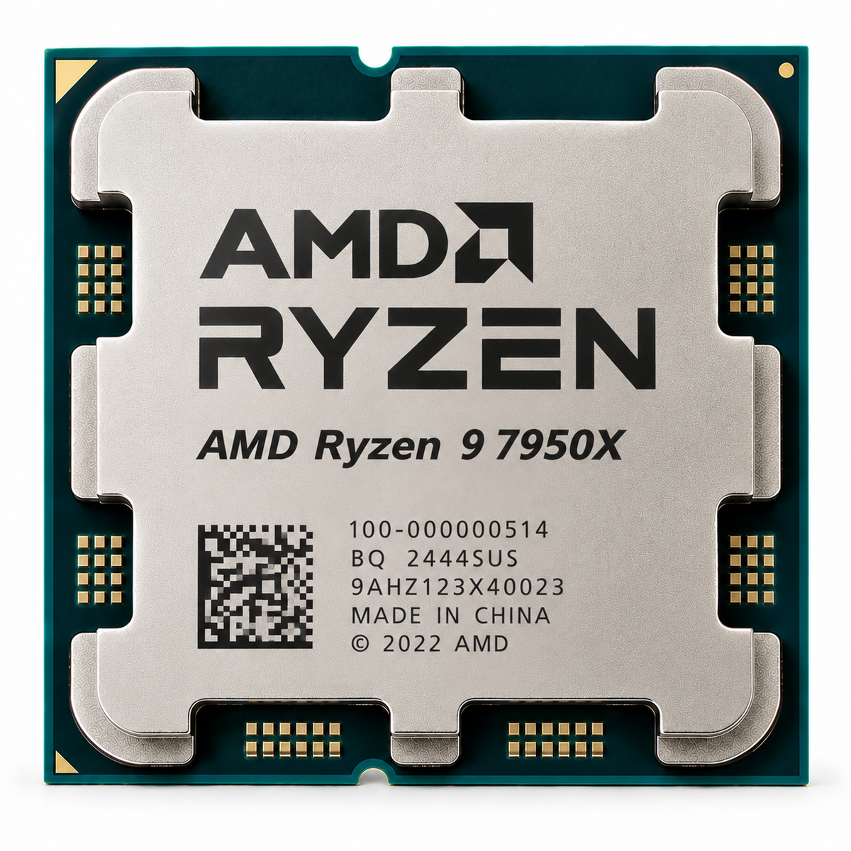 AI-generated illustration of AMD Ryzen 9 7950X processor, not a photograph of SakoonSay inventory; depicted markings are fictional.