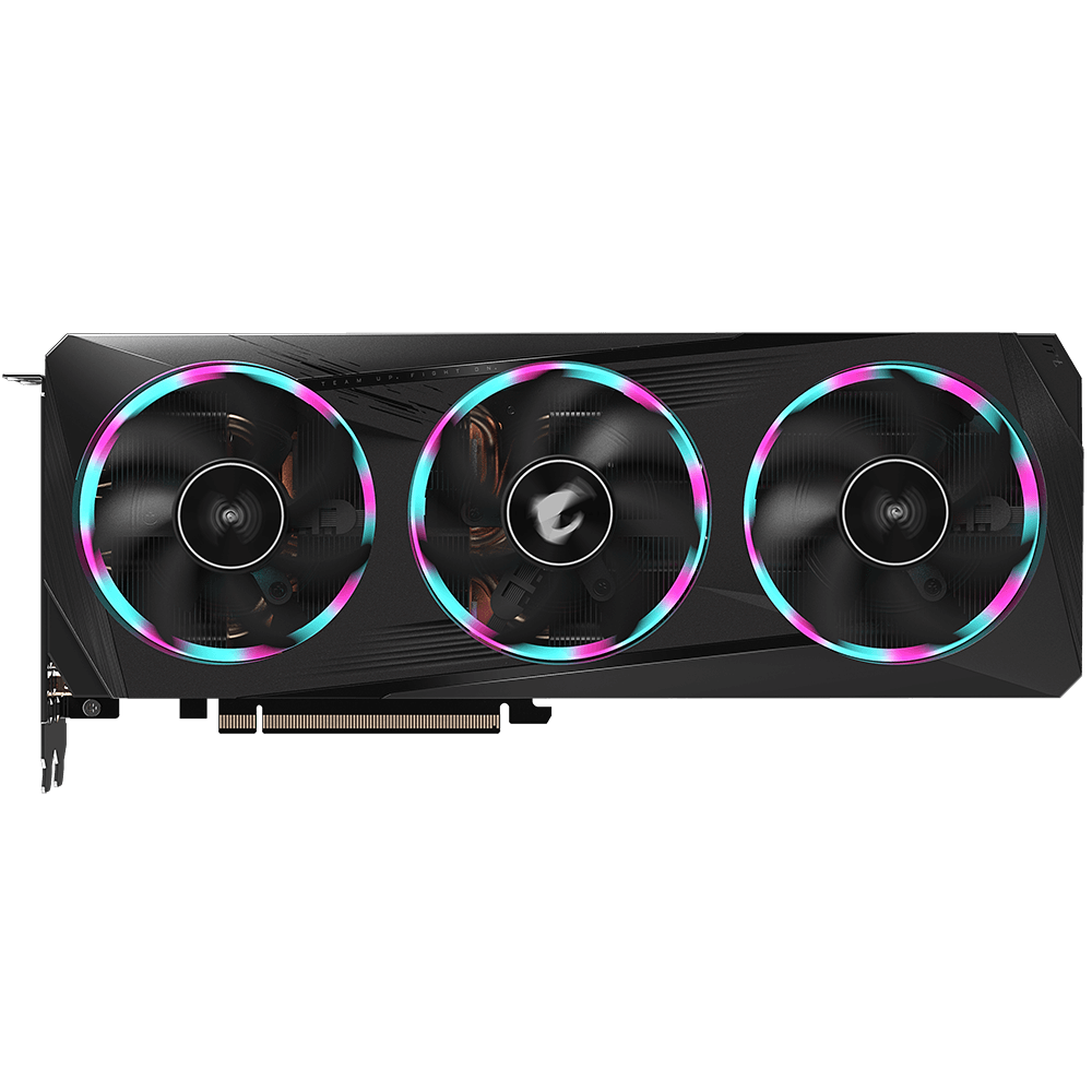 AORUS RTX 3060 Ti ELITE 8G rev. 2.0 front triple-fan view