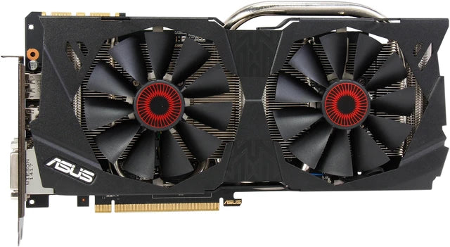 ASUS STRIX GTX 970 OC 4GB front view showing both fans, card only
