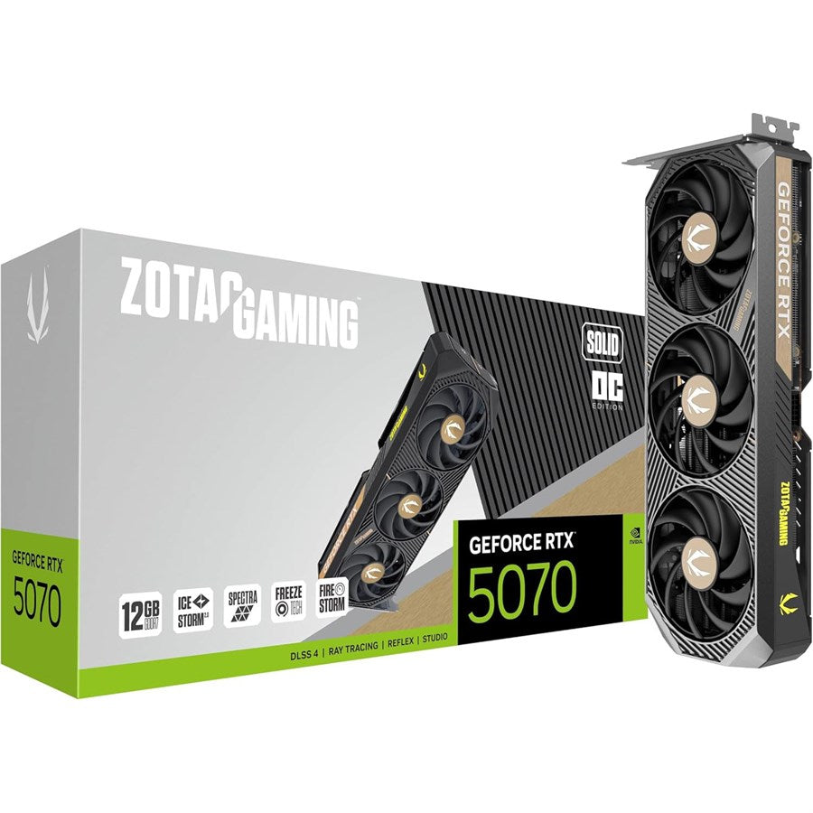 ZOTAC Gaming GeForce RTX 5070 Solid OC DLSS 4 12GB GDDR7 192-bit PCIE 5.0 Gaming Graphics Card ZT-B50700J-10P