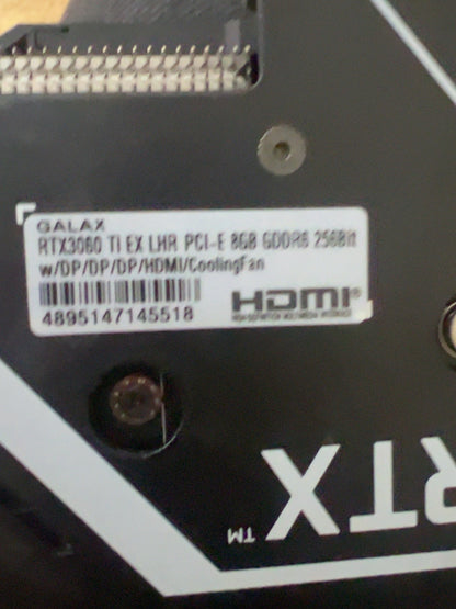 Actual GALAX RTX 3060 Ti EX LHR stock label