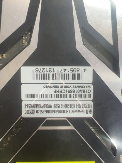 GALAX RTX 2080 OC 8GB actual card back and model label