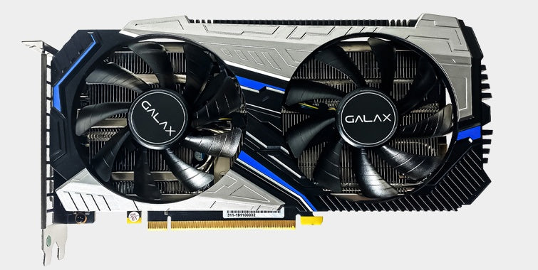 GALAX RTX 2070 8GB GDDR6 grey blue dual fan front view without box