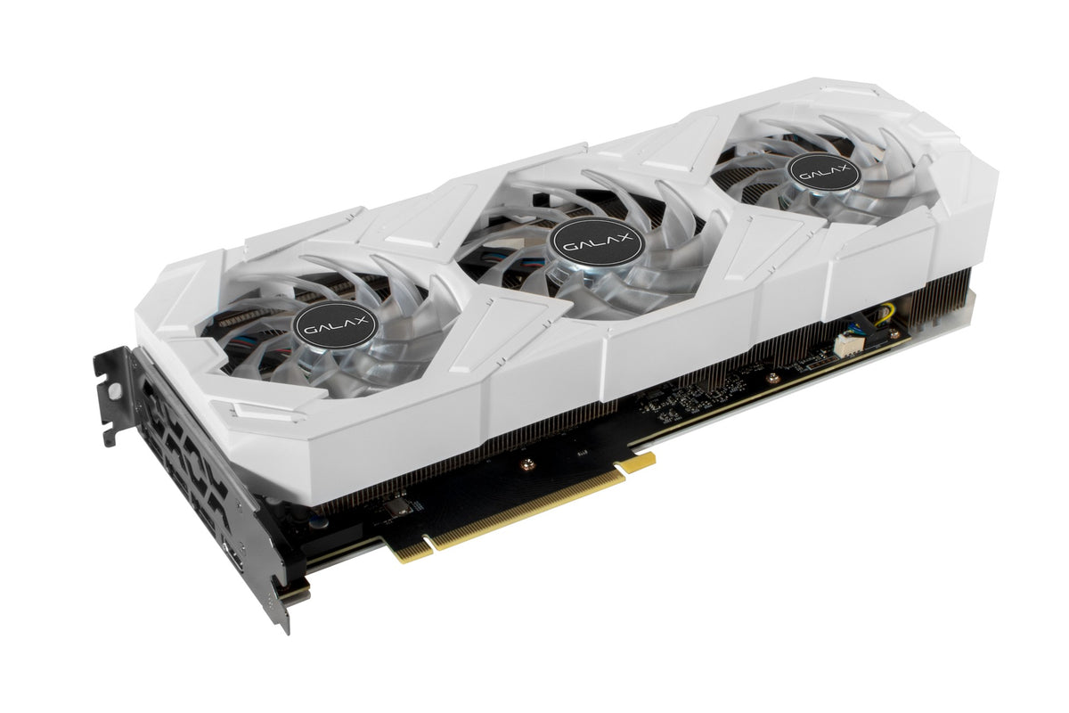 GALAX RTX 3070 Ti EXG White angled view showing ports
