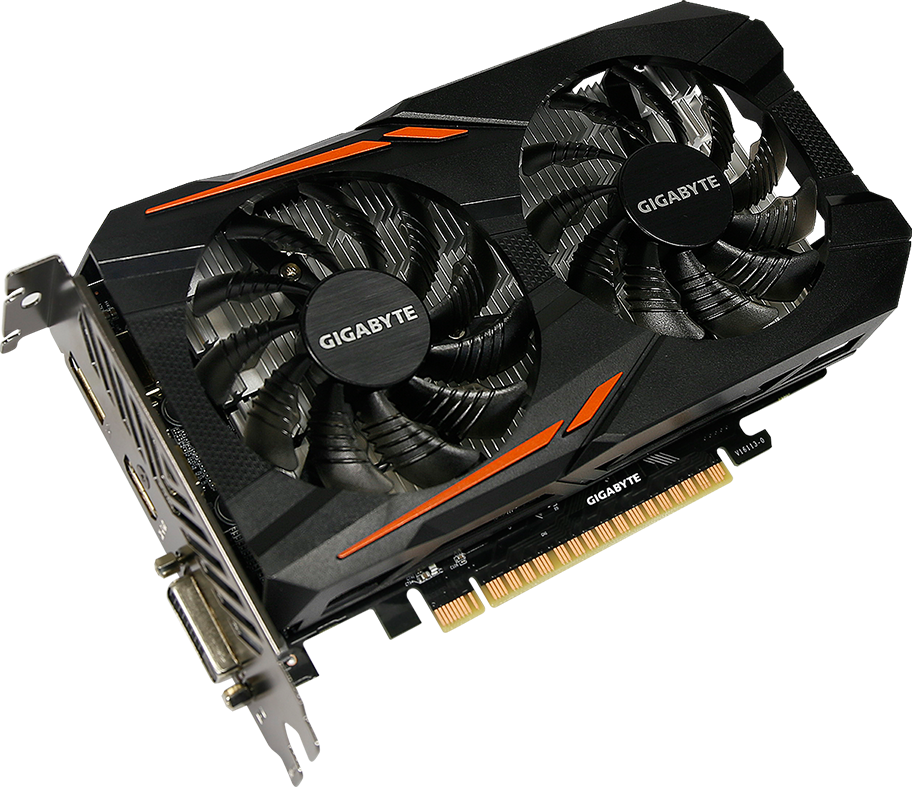 Official Gigabyte GeForce GTX 1050 Ti OC 4G card-only angled view