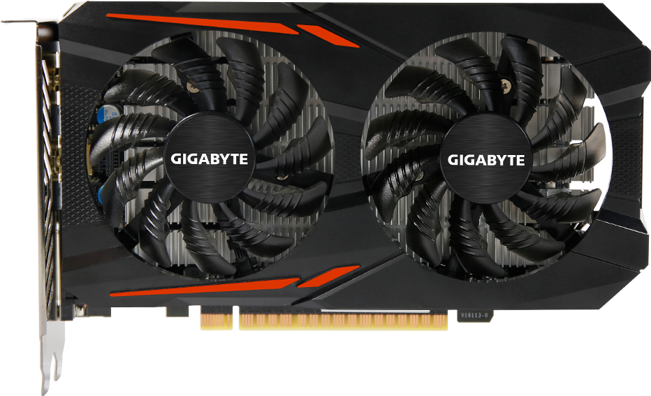 Official Gigabyte GeForce GTX 1050 Ti OC 4G card front view