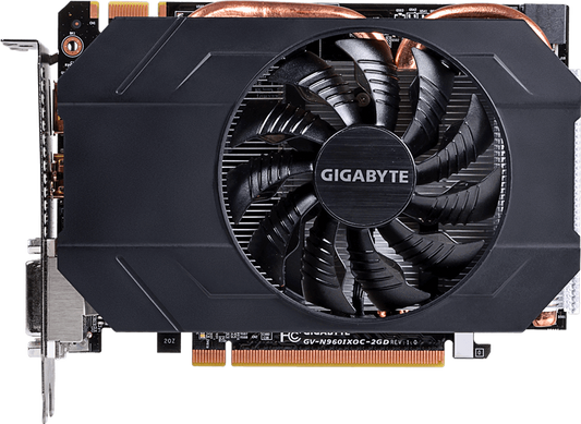 Gigabyte GTX 960 Mini ITX OC 2GB GV-N960IXOC-2GD single-fan front view
