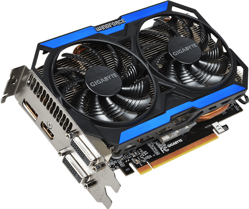 Gigabyte GTX 960 OC 2GB WINDFORCE 2X GV-N960OC-2GD angled view