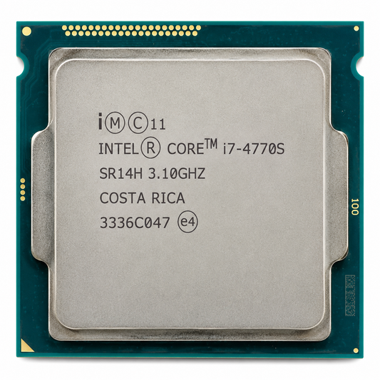 AI-generated illustrative rendering of Intel Core i7-4770S CPU, not actual inventory photograph