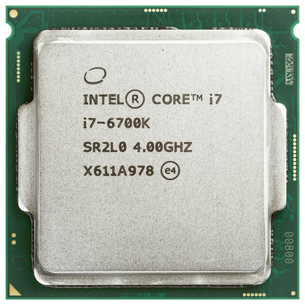 Genuine Intel Core i7-6700K Skylake processor photograph by Eric Gaba, Wikimedia Commons CC BY-SA 4.0; model reference, not store stock