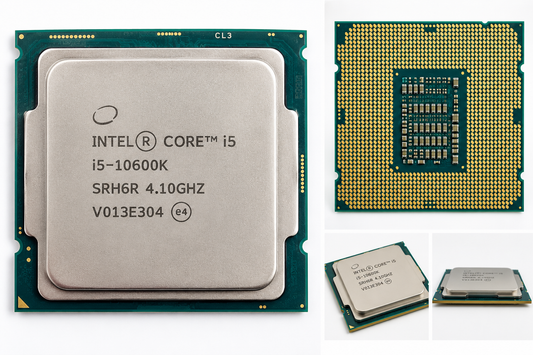 AI-generated illustration of Intel Core i5-10600K SRH6R tray processor, not a photograph of the actual item