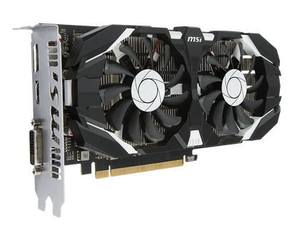MSI GeForce GTX 1050 2GT OC 2GB angled view