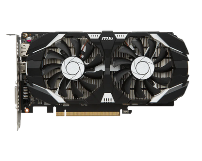 MSI GeForce GTX 1050 2GT OC 2GB dual-fan front view