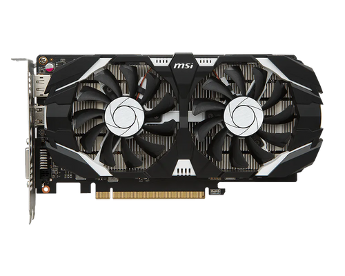 MSI GeForce GTX 1050 2GT OC 2GB dual-fan front view