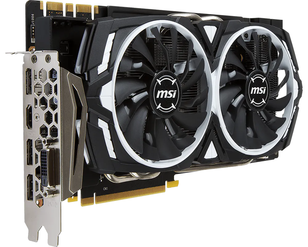 MSI GeForce GTX 1070 Ti ARMOR 8G ports-angle view