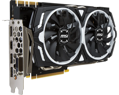 MSI GeForce GTX 1070 Ti ARMOR 8G ports-angle view