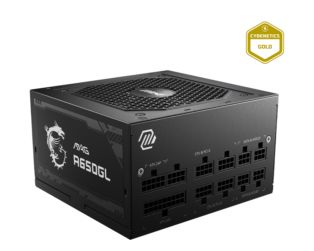 MSI MAG A650GL 650W Gold fully modular power supply official manufacturer photo