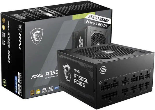MSI MAG A750GL PCIE5 750W 80 PLUS Gold fully modular PSU front product image