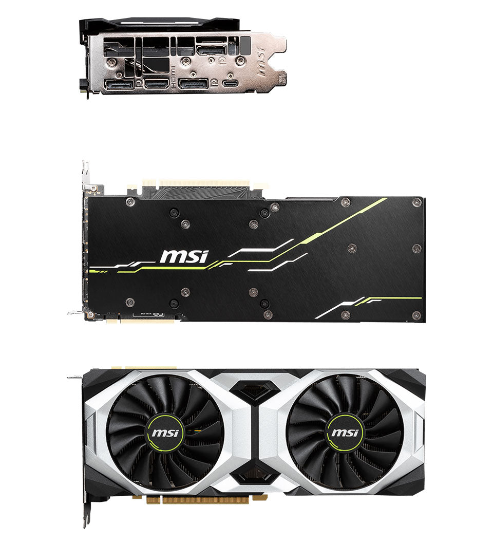 MSI GeForce RTX 2080 VENTUS 8G front back and ports without box