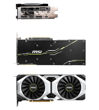 MSI GeForce RTX 2080 VENTUS 8G front back and ports without box