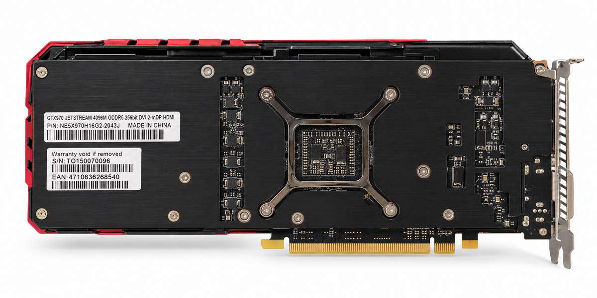 Palit GeForce GTX 970 JetStream 4GB red cooler back view
