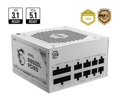 MSI MAG A850GL PCIE5 850W Gold Fully Modular PSU – White