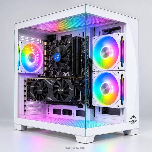 Illustrative i5-6500 GTX1060 gaming PC build in white Frozer TANK-100 case