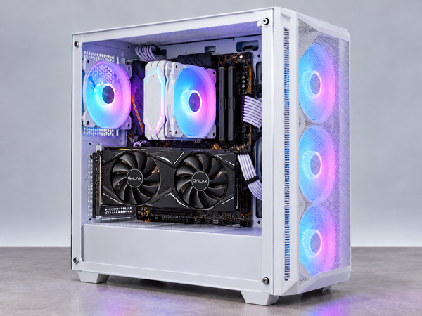Intel i5-8600K GALAX RTX 2060 SUPER gaming PC in white FROZER Valkyrie case